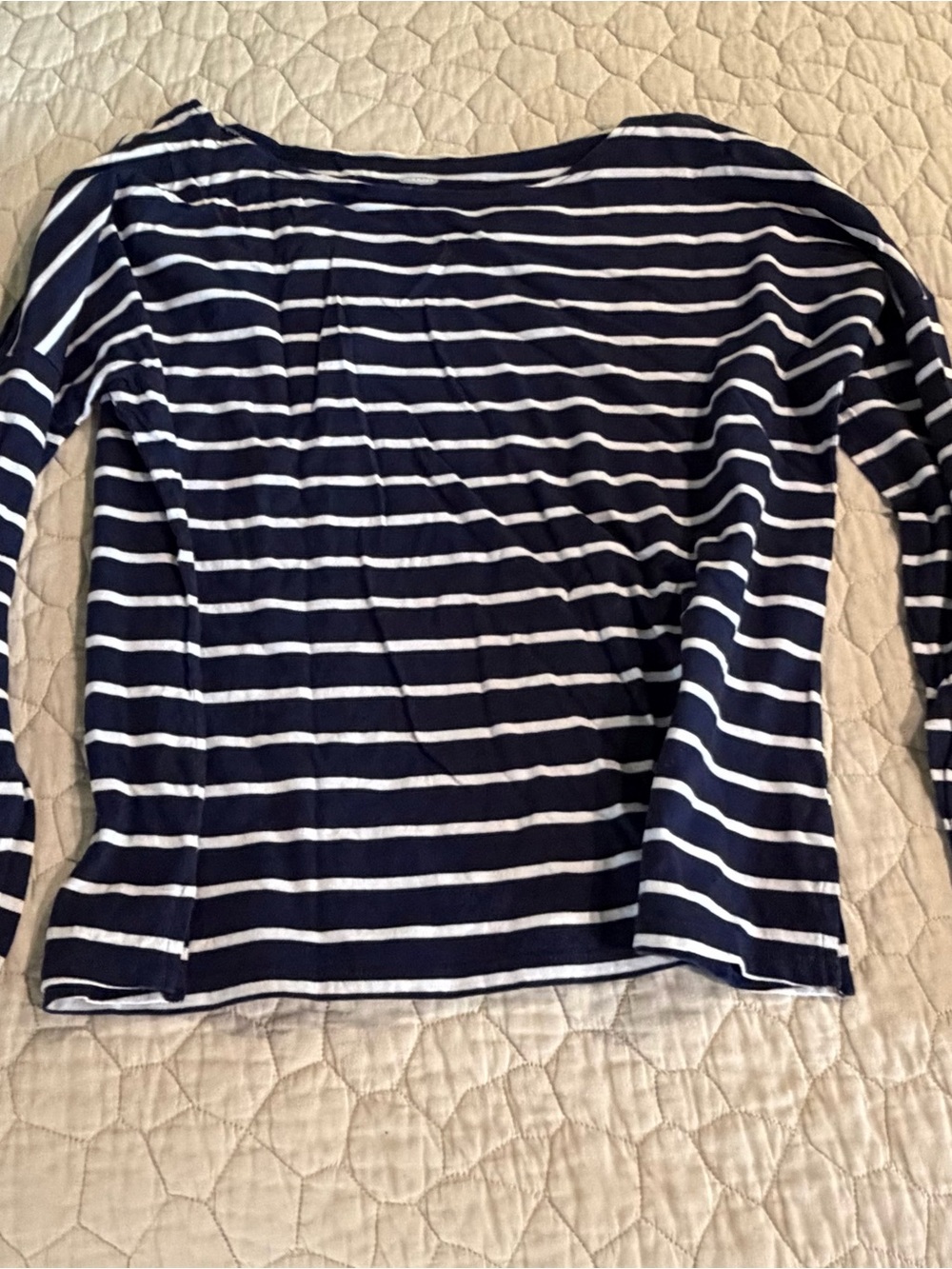 Old Navy Navy and White Relaxed Stripe Tee